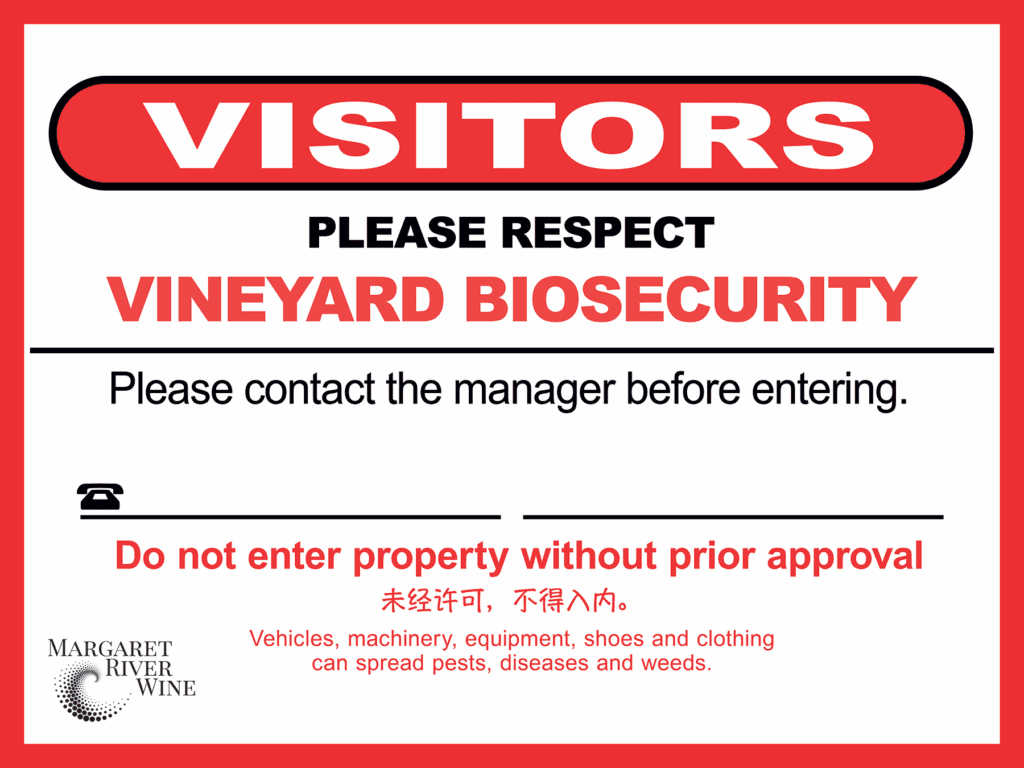 Vineyard Biosecurity Signage